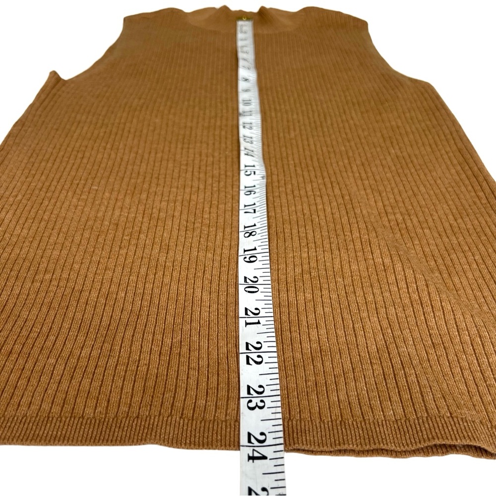 ❌SOLD❌ LOFT Outlet Sleeveless Knit Mock Neck Top Caramel Brown Large L - Picture 7 of 11